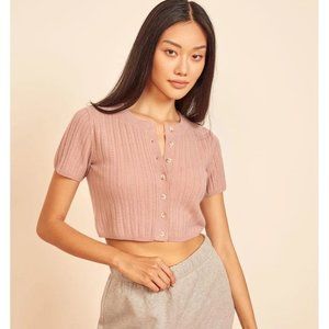 Reformation cashmere Germaine Cropped Cardigan pink size S